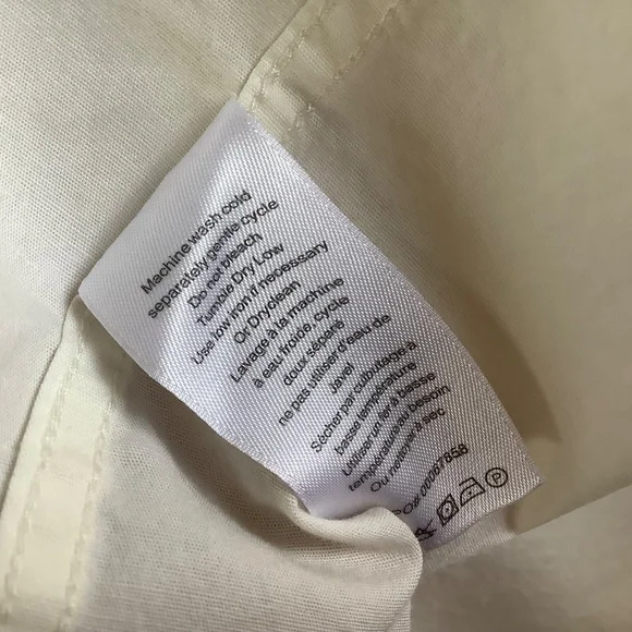 Rag & Bone Landen Poplin Band Collar Long Sleeve Button Down Shirt Ivory SZ M - Picture 14 of 16